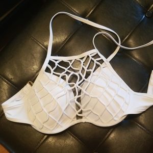Super sexy white fish net swim suit top